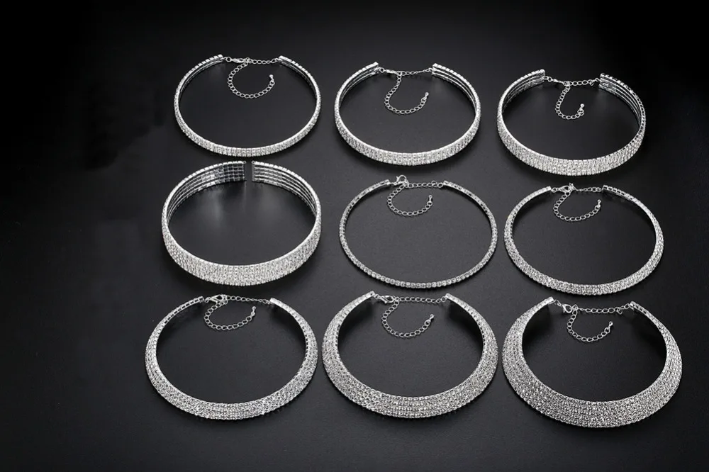 SHOSIXUAN Mecresh Classic Rhinestone Choker Necklace for Women Silver Color Party Prom Wedding Jewelr (5)