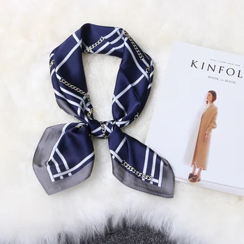 

Fashion Striped Patterns Silk Square Scarves Soft Comfortable Decorative Multi-Functional Head Scarf Foulard Bandana 70*70cm