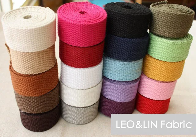 

2019 DIY Cloth Cotton+Polyester Thickening Ribbon Bags Webbing Solid Color Botticing 2.0 2.5 3.2 3.8cm (10 meters/lot) 50%OFF