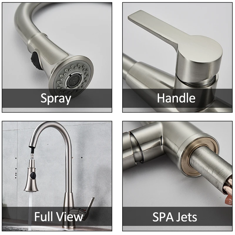 quyanre gappo wanfan brushed nickel sensor kitchen faucet touchless no touch sense kitchen faucet with pull out spray smart kitchen faucet2