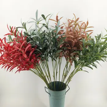 

6 Stems Artificial Olive Branch Greenery Plastic Grass Fake Flower Faux Plants Wedding Home Table Hojas Artificiales Para Decor