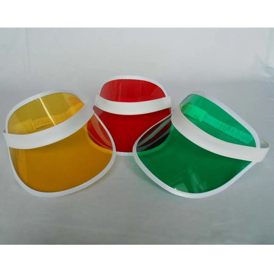 

DHL/EMS Shipping 48pcs/lot Neon Sun Visor Peak Cap Clear Plastic Summer Hat Rave Festival Fancy Dress Poker Headband