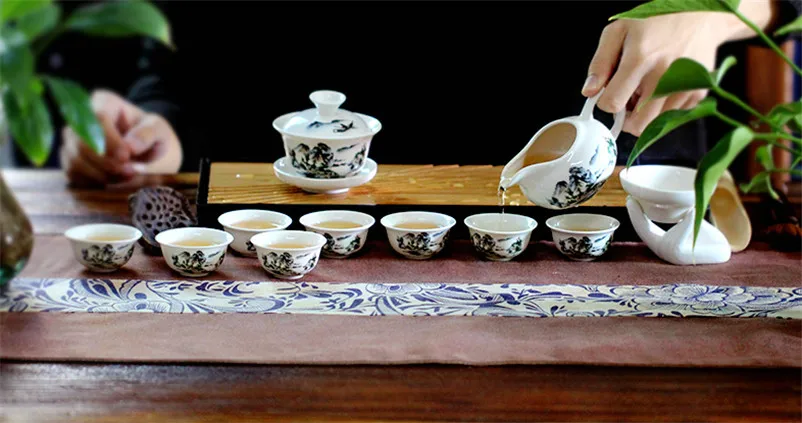 Чайный сервиз Gong fu cha, керамический чайник с чашкой fung fu, gaiwan, поднос для заварки, фарфоровая чайная чашка, набор чайников