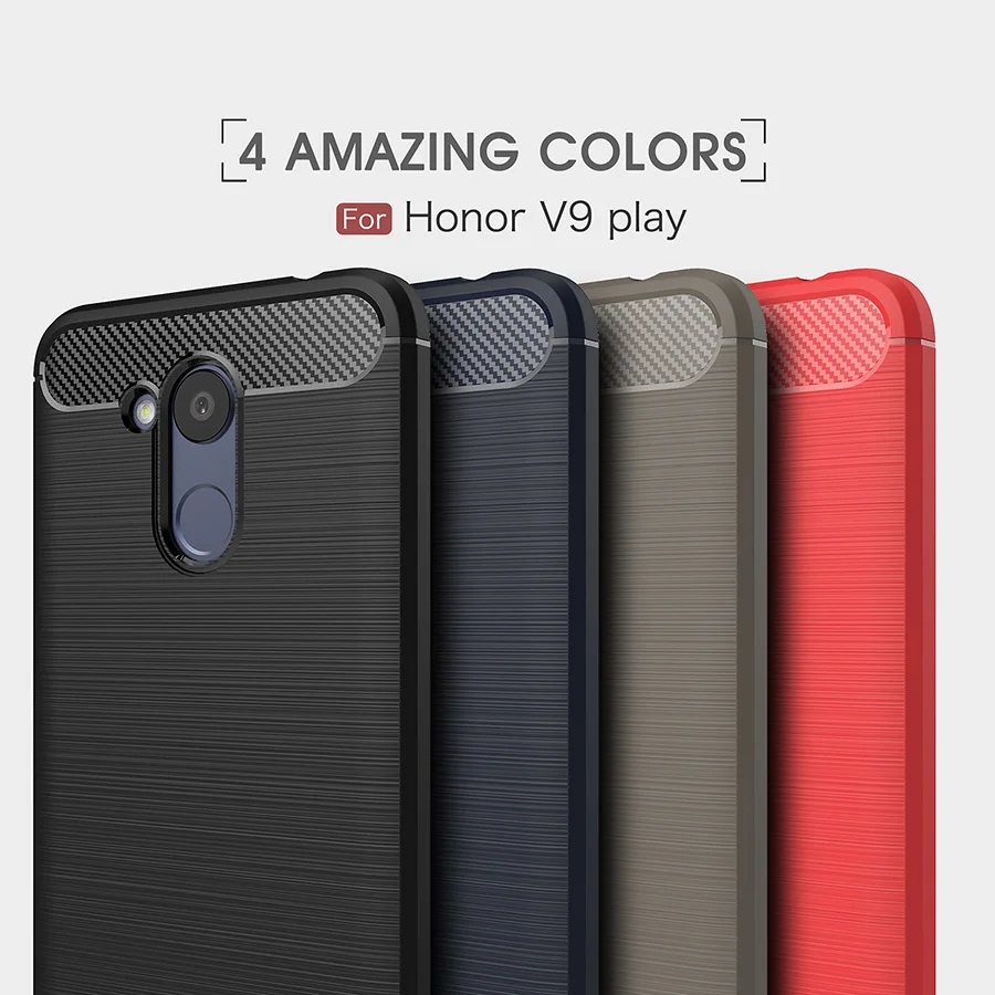 Phone Case for Honor V9 play Soft TPU Silicone Carbon Fiber Back Cover Shockproof Air Cushion Corner |