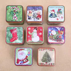 Прекрасные милые рождественские узор конфеты коробка для хранения Рождество Санта-снеговик подарок Сладости Jar Главная вечерние