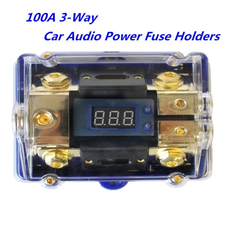 

Cable Digital -2X4GA Grounding Voltage Display Car Stereo Audio fuse block Holder Box Distribution Accessories