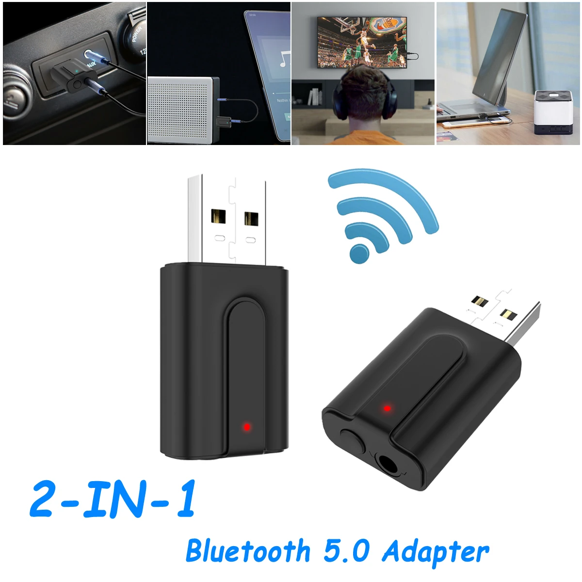 

2 in 1 USB Wireless Bluetooth 5.0 Audio Music Adapter Dongle Receiver TV Laptop