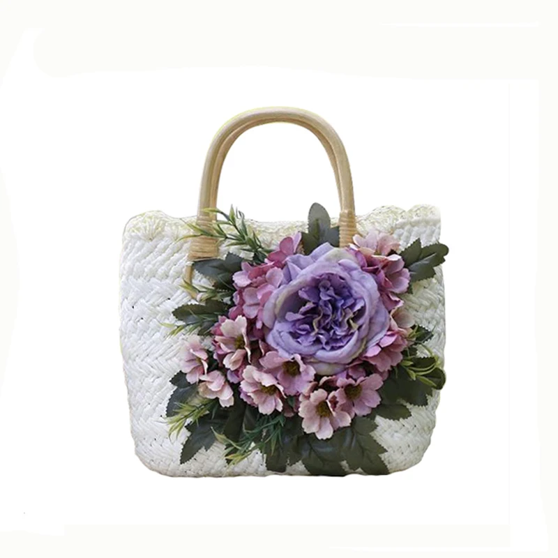 

2018 Straw Bags for Women Handmade flowers handbag summer Beach tote bags NEW fashion Rattan Bag Holiday Travel Bags ST162