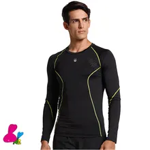 Мужская футболка для бега Спортивная одежда для фитнеса Светоотражающие для упражнений для спортзала компрессионные колготки рубашка с длинным рукавом Трикотаж заказ