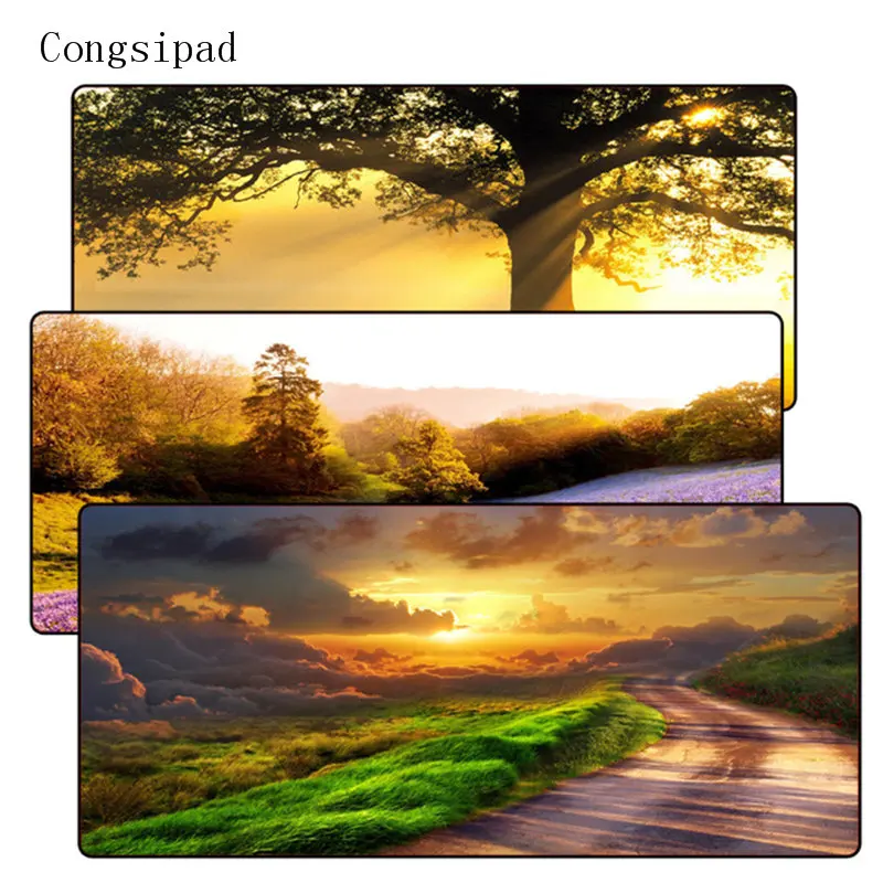  Congsipad Sunshine Rays and flowers Tree Large Gaming Locking Edge Keyboard Mouse Mat Gaming Mousep
