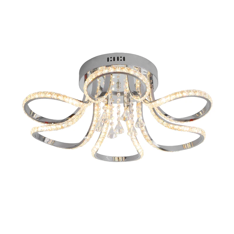 

Chrome Finished Crystal led Chandelier For Living Room Bedroom Study Room Home Deco 90-265V Modern Ceiling Chandelier Fixtures