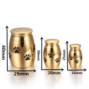 

IJU001 Stainless Steel Paw Print Engraved Dog/Cat`s Memorial Pets` Ashes Urn Rose Gold/Gold/Black Funeral Urn Cremains Holder