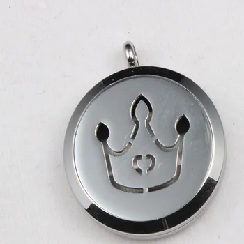 

10PCS Stainless Steel An Crown Shape Essential Oil Diffuser Locket Pendant
