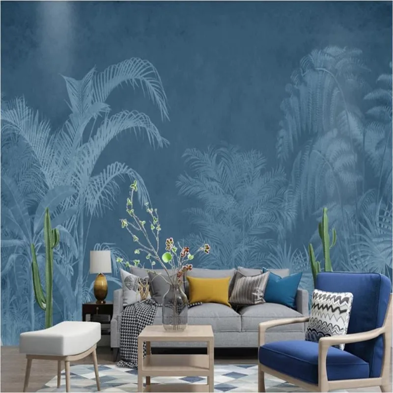 

Custom wallpaper HD Nordic tropical plants background wall decoration painting high-grade waterproof material