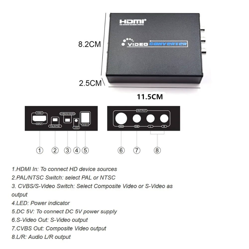 HDMI в AV S video видео конвертер коробка несколько AV/CVBS RCA/S VIDEO коммутатор адаптер 1080 P