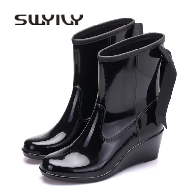 wedge welly rain boots