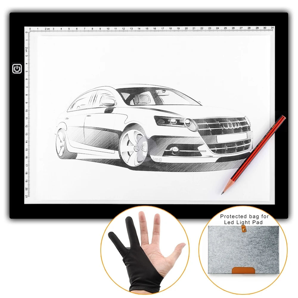 Lowest Prices Parblo A4 Led Light Pad Copy Tracing Light Box Borad A4S Graphic Light Pad as Huion L4S +15 Inches Wool Liner Bag + Glove