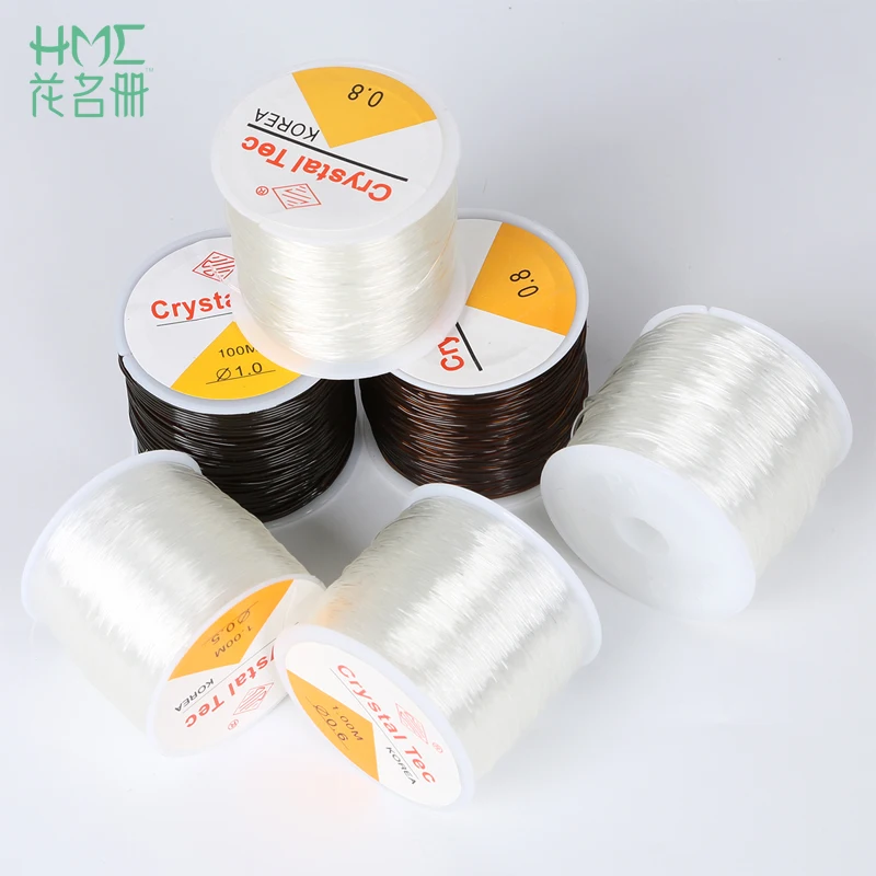 

NC Round Elastic Line Dia 0.5/0.6/0.8/1.0mm Transparent / Brown Color Crystal Beading Cord String Thread for DIY Necklace