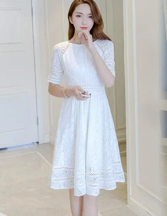 Белое платье, Женская туника с цветочным рисунком, большие вечерние платья, женское хлопковое платье с вышивкой и коротким рукавом - Цвет: Белый