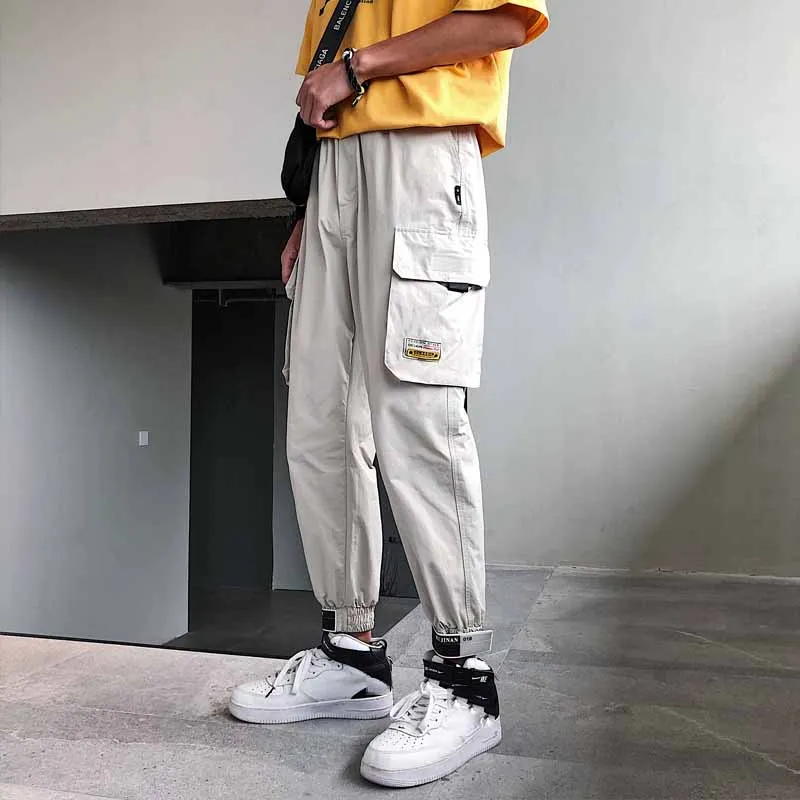 

wholesale 2019 outdoor elastic waist hip hop cargo cotton multi pocket military tactical loose trekking trousers teenagers pants