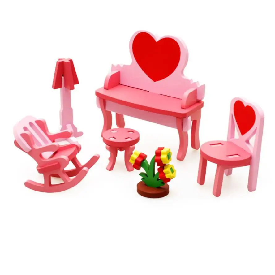 Детские развивающие игрушки деревянные 3D домашний стол стул диван Q20 AUG25