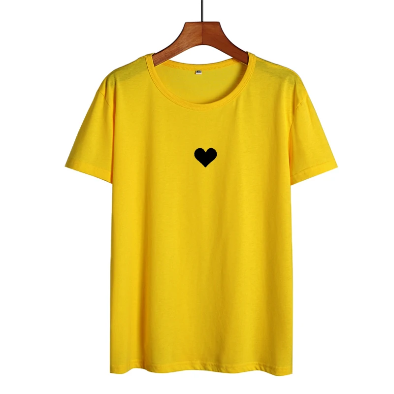 Маленькая Футболка с сердцем, Женская милая Футболка Kpop Harajuku, хлопковые женские топы Tumblr, женская футболка, Camisetas Verano Mujer