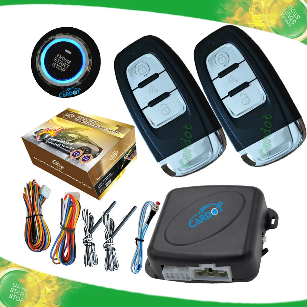 smart car alarm system with engine ignition start stop button passive