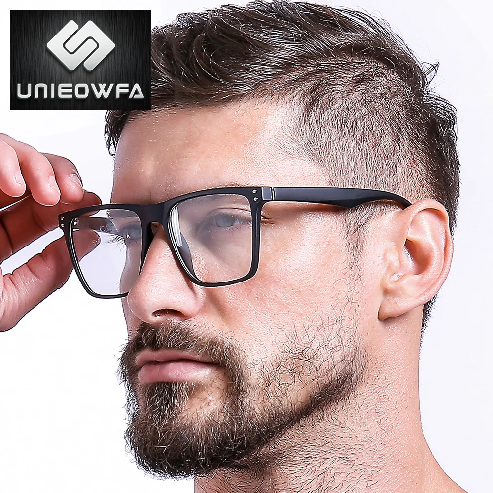 UNIEOWFA Квадратные ретро очки по рецепту оправа для мужчин прозрачные очков