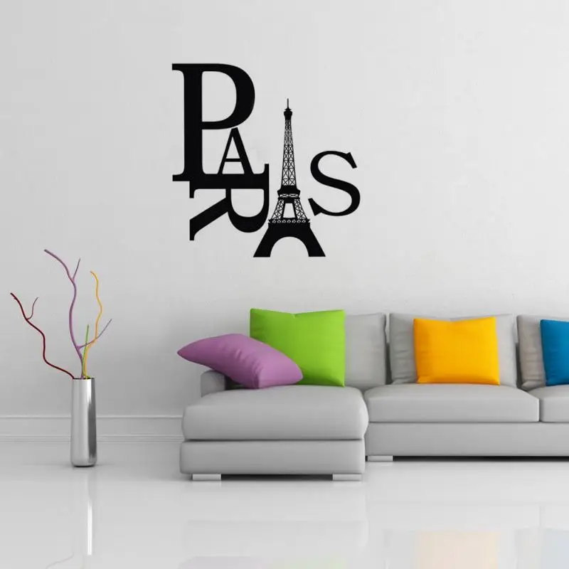 New Fashion Paris Eiffel Tower Removable PVC Wall Sticker Home Bedroom Decor Art Decal Blackpvc