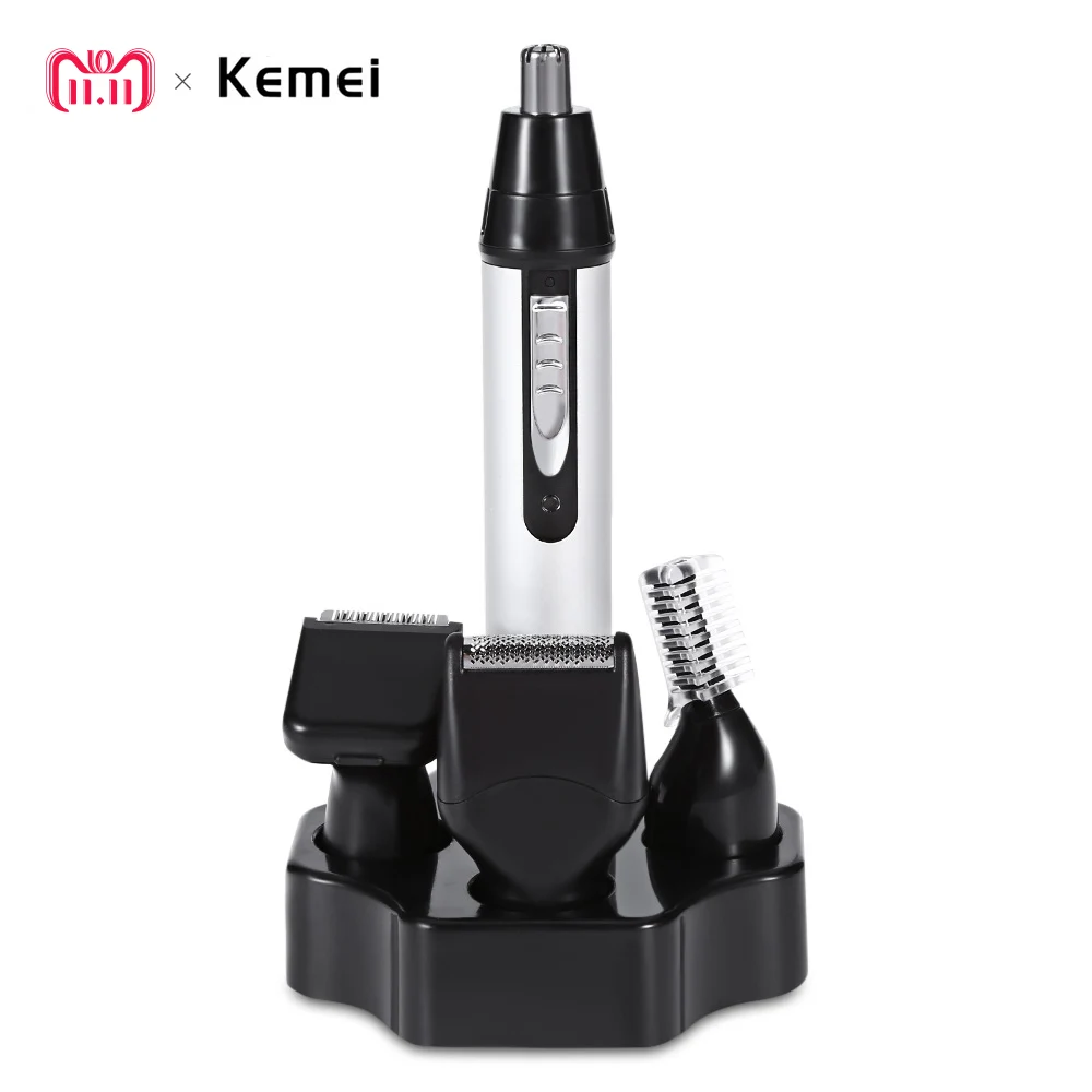 

Kemei KM - 6650 4 In 1 New Fashion Rechargeable Nose Beard Ear Eyebrow Hair Trimmer Shaving Safe Face Care Clipper For Women Men