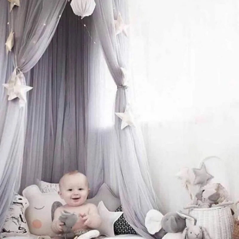 Круглый детское детская кровать с противомоскитной сеткой купол висит принцесса номер балдахины для детей Европейский Ins Стиль