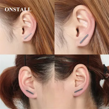 

S925 sterling silver new personality straight earrings ear jewelry new exotic sterling silver retro trend minimalist earrings