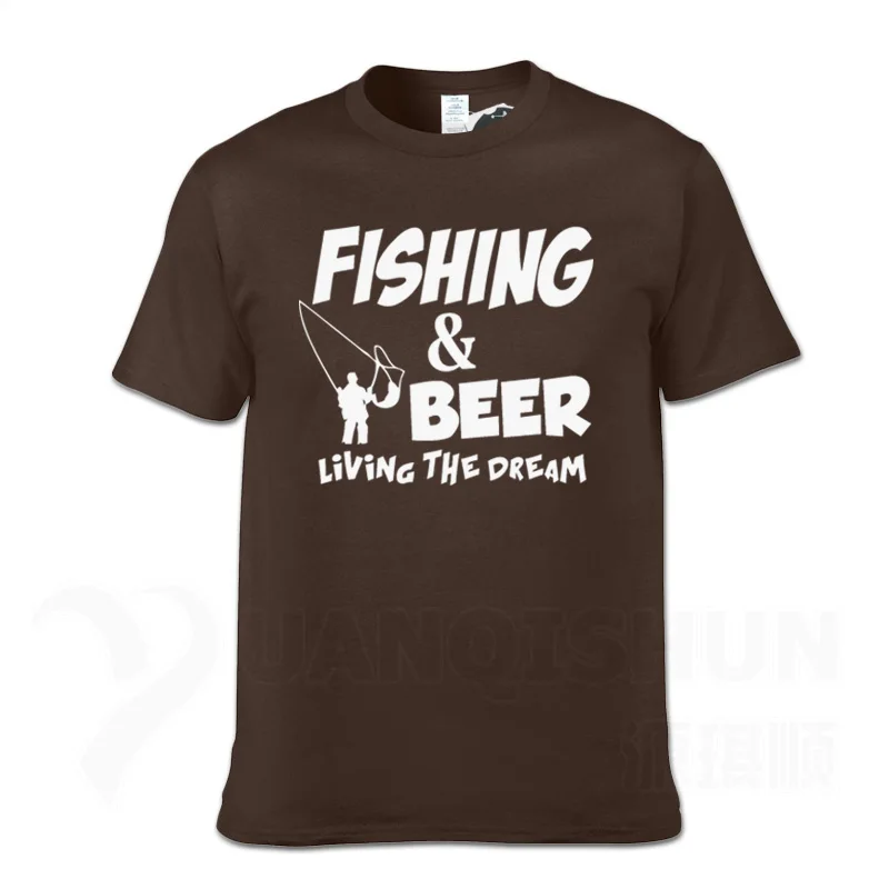 Футболка с надписью «Fishings» и надписью «Fishinger Beer Fish Live The Dream», футболка с надписью «Sporter Flying Fresh Fun Gift», футболки - Цвет: Chocolate 1