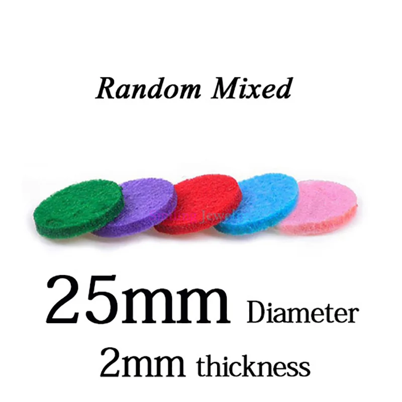 100 шт 25 мм 30 мм Разноцветные прокладки толстые войлочные Сменные подушечки для ароматерапии эфирное масло диффузор кулон парфюм ожерелье - Цвет: 25mm Mixed