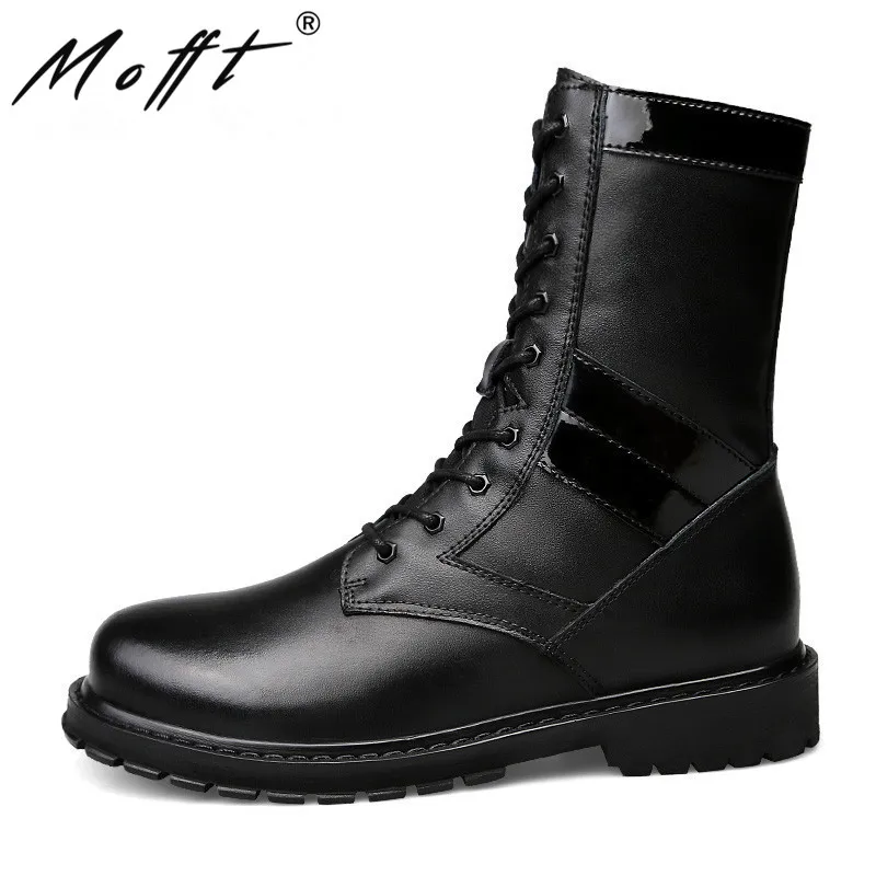 MOFFT/большие размеры 37-50; зимние ботинки; мужские мотоциклетные ботинки из натуральной кожи с бархатом; теплые военные ботинки для тренировок; мужские ботинки