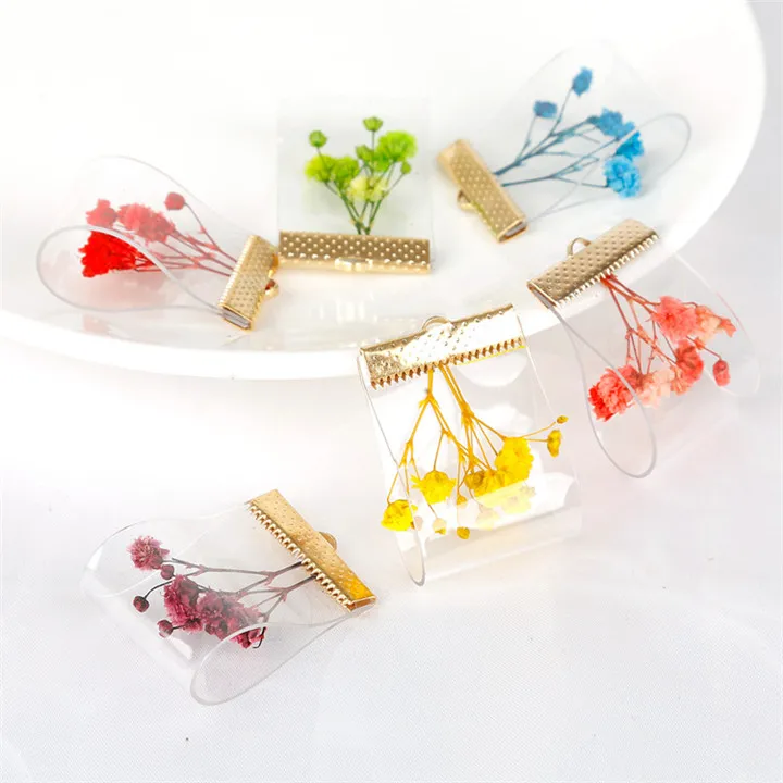 5  2pcs PVC Dried Flower Pendant For Hand Made Diy Earrings Necklace Jewelry Marking Stud Earrings Ear Clip Jewelry Accessories