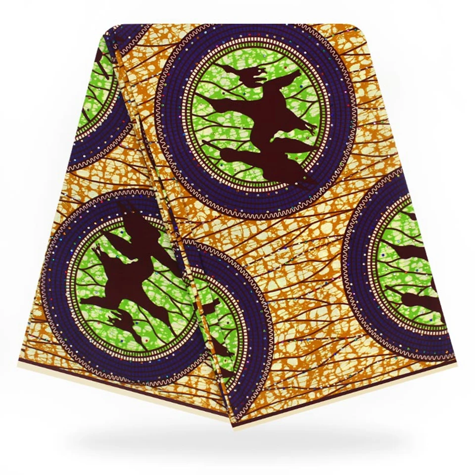 

YBGTZ-21 New Design African Wax Fabric With Stones,Embedded Colorful Rhinestones Dutch Wax African Fabric / Kitenge 6yards