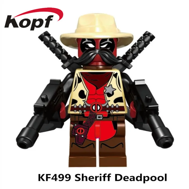 

KF499 Single Sale Super Heroes Deadpool 2 Sheriff Deadpool Black Lightning Model Building Blocks Figures Children Gift Toys