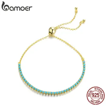 

BAMOER Hot Sale 925 Sterling Silver Green CZ Tennis Bracelets for Women Female Link Bracelet Sterling Silver Jewelry SCB118