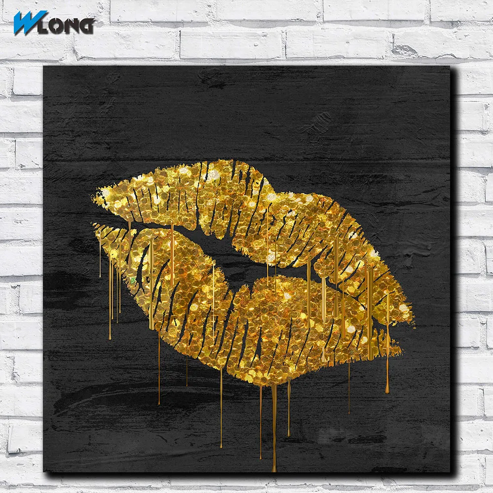 Модный современный Печатный настенный арт Поп Арт Золотой бальзам для губ картина холст с печатью постера Настенная картина для гостиной без рамы