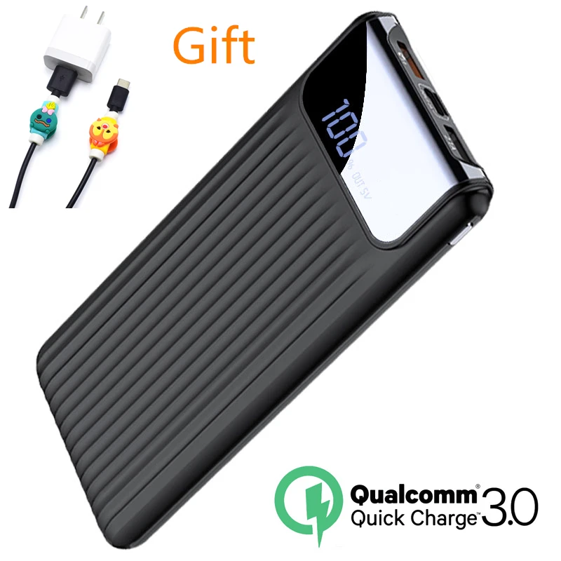 Quick Charge 3.0 Power Bank 10000mAh Dual USB LCD Powerbank External Battery Charger For Mobile Phones Tablets Poverbank Charger