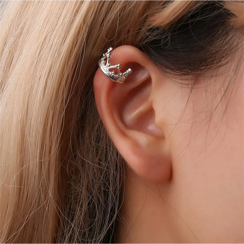 

vintage Crown U-shaped ear clip on earrings no pierced ear cuff pendientes de clip women earrings ear wrap earcuff brinc