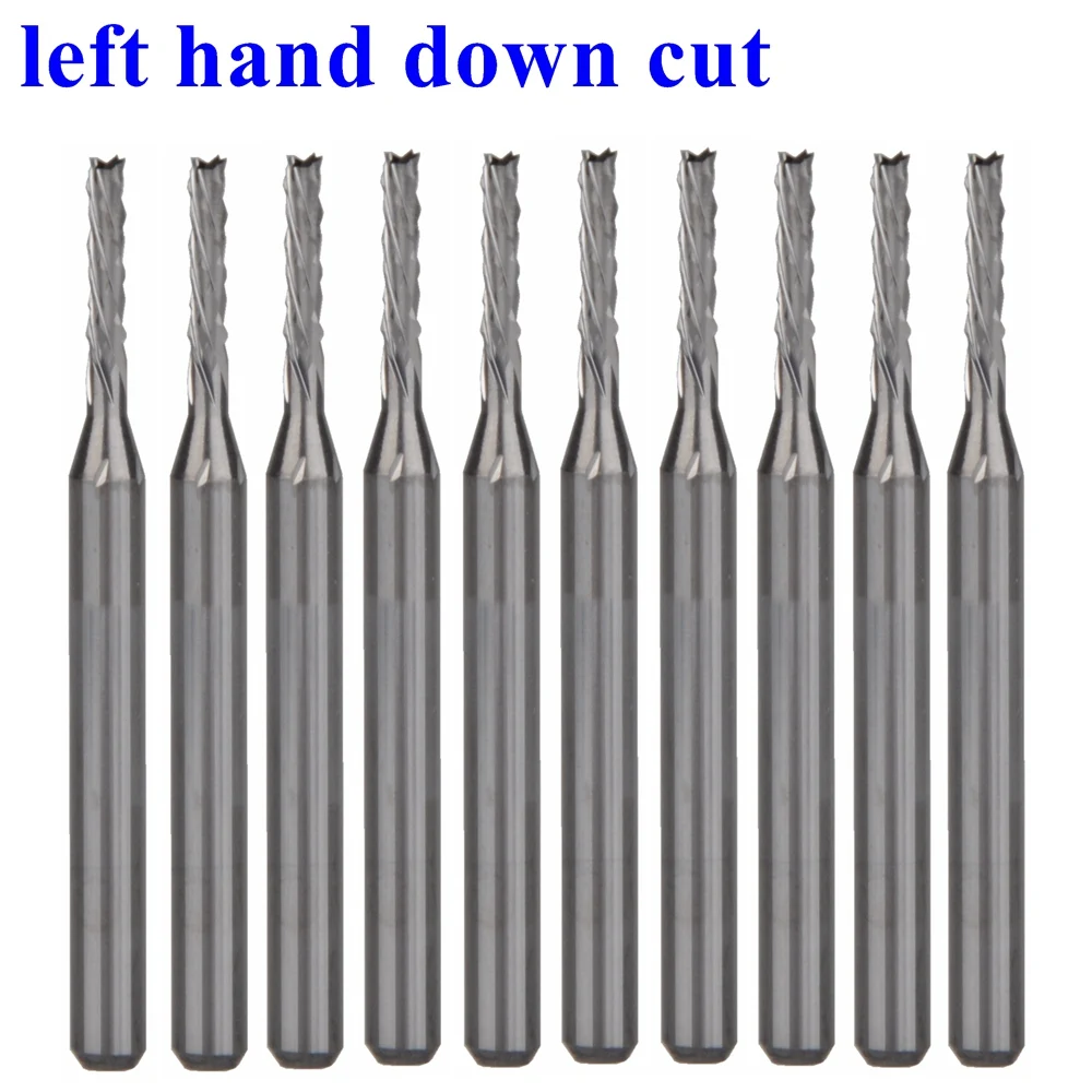 

10Pcs 3.175x1.6x8.5mm left hand down cut Corn Teeth Bit PCB Mill Cutter End Mill