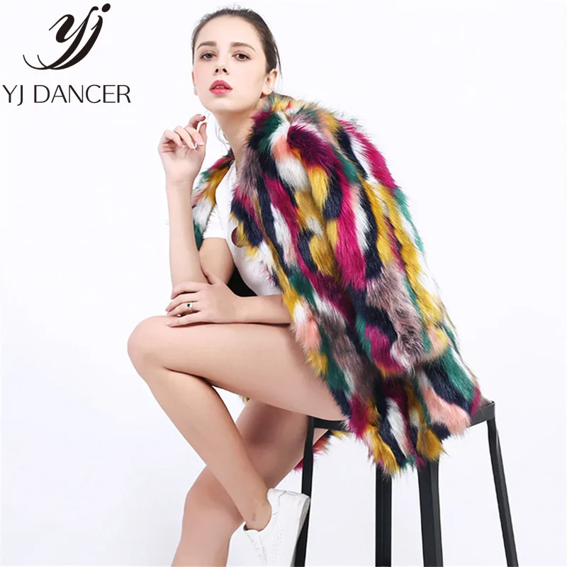 À Manches As 2018 Femmes Femme Coloré En Fourrure De Longues Faux Casual Multicolore Shown Col D'hiver Élégantes Sans Manteau Css306 Manteaux wwPvr