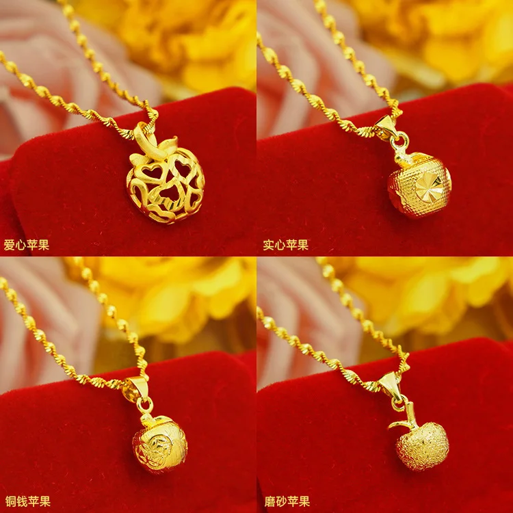 

Fruit Pendant necklace, Vietnamese sand gold, apple pendant, gold, fashion jewelry wholesale