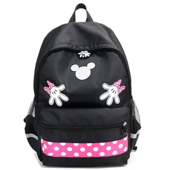 

Mickey Minnie Backpack For Teenage Girls big capacity Women's Black Cartoon Print Travel Bags Cute School Bags 3colors