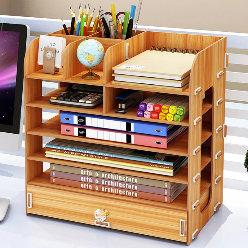 DIY Multi layer Desktop Storage Box Documents Books Storage Shelf