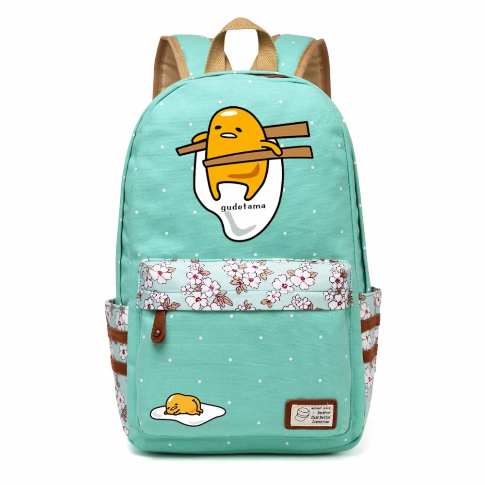 Gudetama Lazy Egg Cartoon Canvas bag Flowers wave point Rucksacks