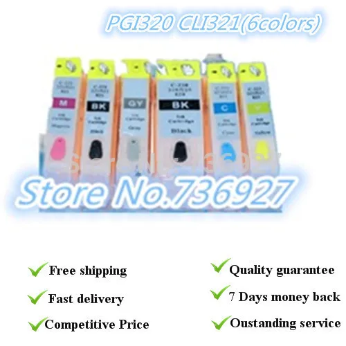 

free shiping , (6 colors)Refill cartridge PGI320 CLI321 series , printer cartridge suit for Canon  mg 980(Japan),with ARC chips