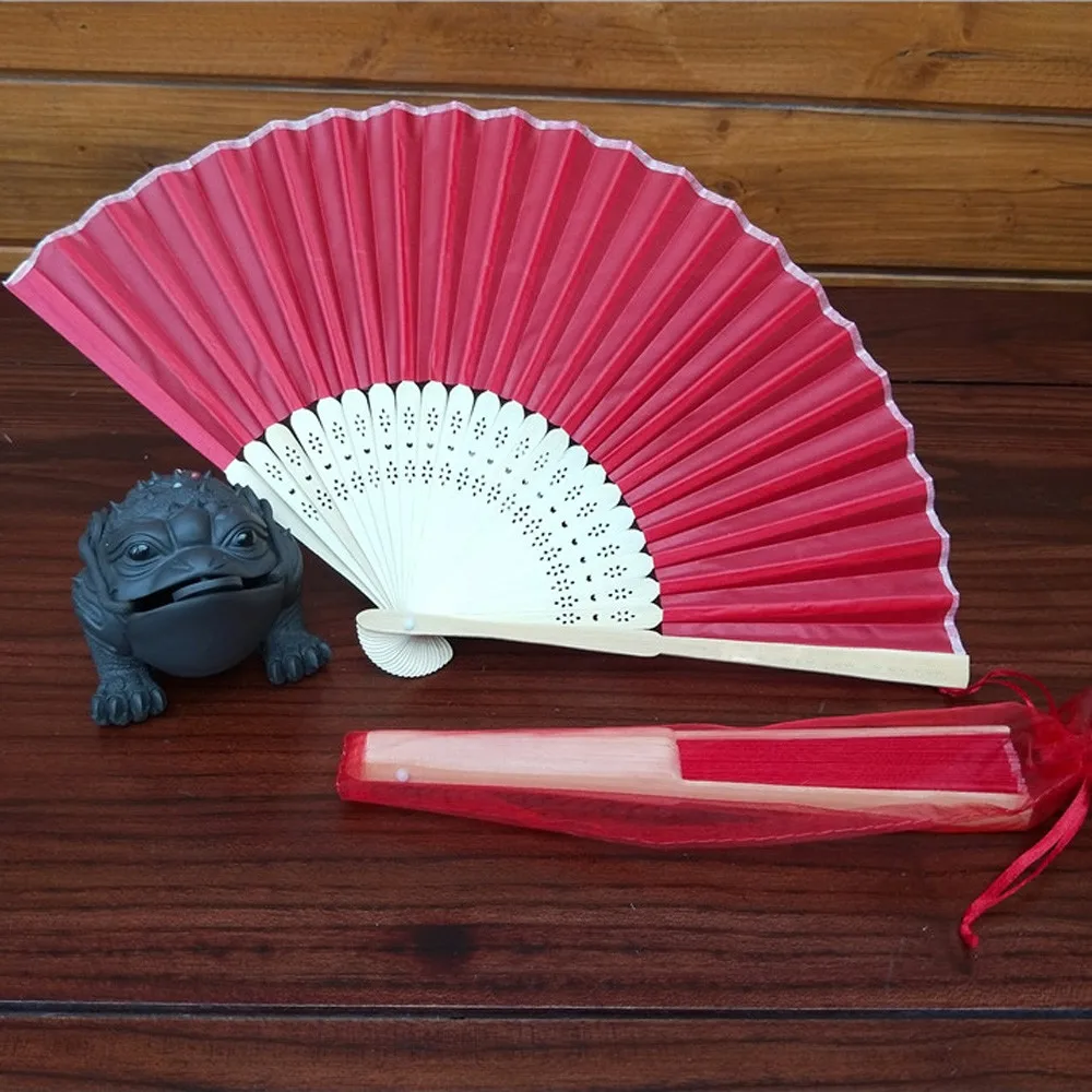 

Summer Chinese Style Hand Held Fan Bamboo Silk Folding Fan Party Wedding Decor Chinese Dance Party Pocket Gifts